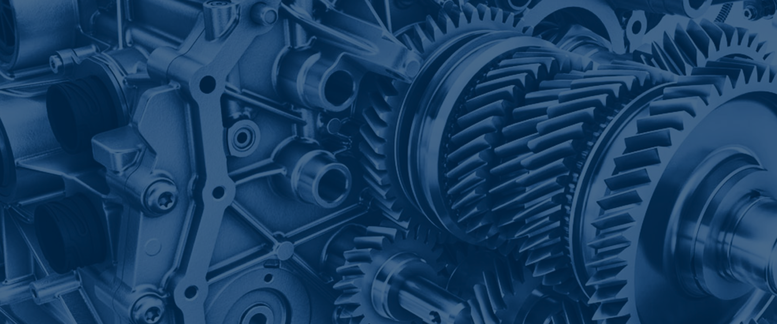 A blue background with gears and gears.