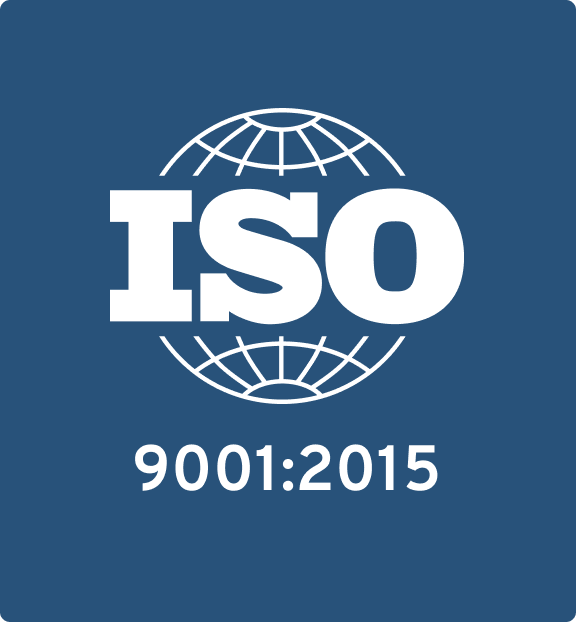 The iso logo on a blue background.