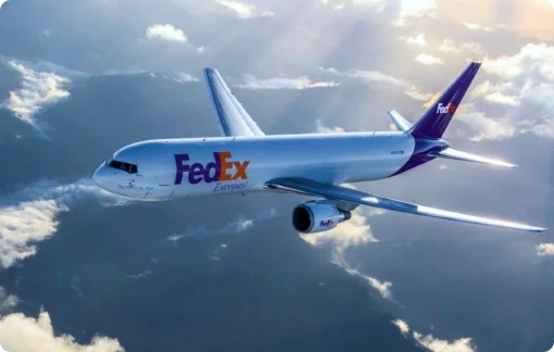 FedEx airplane image in the sky