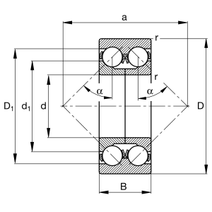 3316-DA-MA | Angular Contact Bearings - Double Row Ball